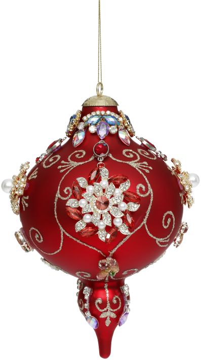 King's Jewel Extra Fancy Finial, Red - 8 Inches