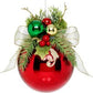 Large Floral Jeweled Ball Ornament, Shiny, Red - 6 Inches - (Set of 2)