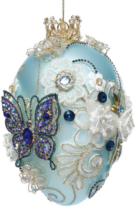 Faberge Jewel Egg Ornament, Turquoise- 7 Inches