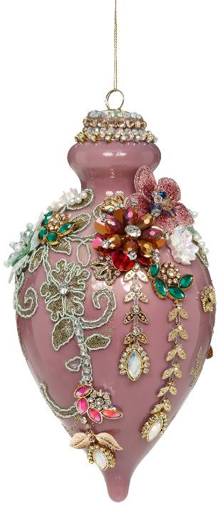 Kings Jewel Fancy Finial Ornament, Mauve - 8 Inches