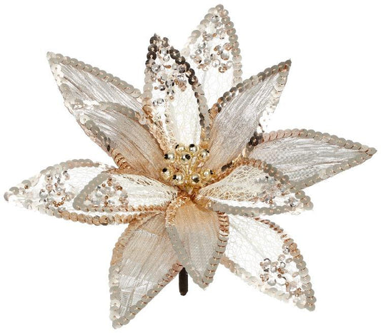 Sequin Poinsettia - 6.5 Inches (Box of 12)