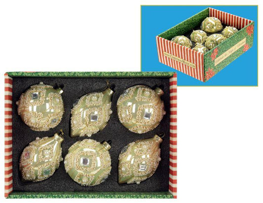 Pearl Bead Diamond Ornament, Box of 12 – 4-5 Inches