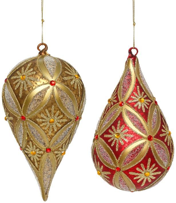 Snowflake Teardrop Ornament, Box of 8 – 6.5 Inches