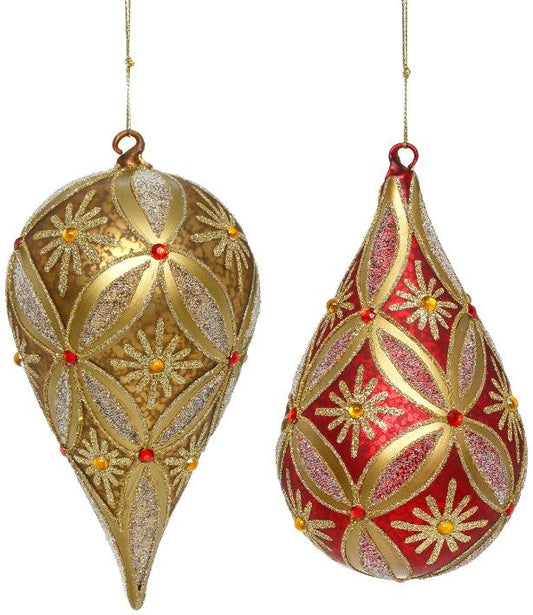 Snowflake Teardrop Ornament, Box of 4 – 6.5 Inches