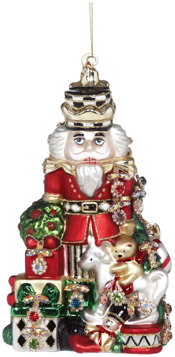 Jeweled Nutcracker Orn, (Red/Green) 8"