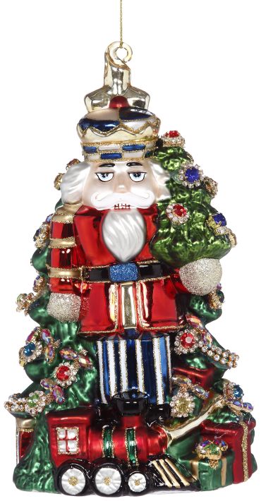 Jeweled Nutcracker Orn (Red/Blue) 8"