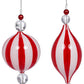 Red/Wht Peppermint Orn 6-7'' Set