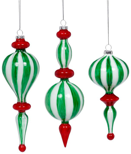 Peppermint Finial Orn 7-11''Set