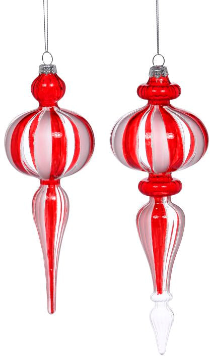 Peppermint Stripes Finial Orn 9-11'' Set