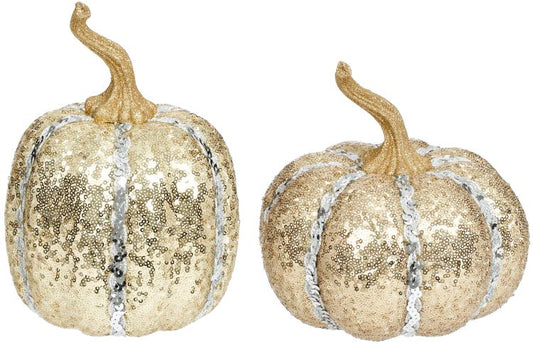 Sequined Halloween Pumpkin Gold 8-9''