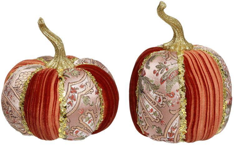 Floral Orange Pumpkin - 7-9 Inches(Set of 2)