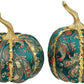 Floral Green Pumpkin, Assortment of 2 - 8 x 5 Inches (Set of 2)