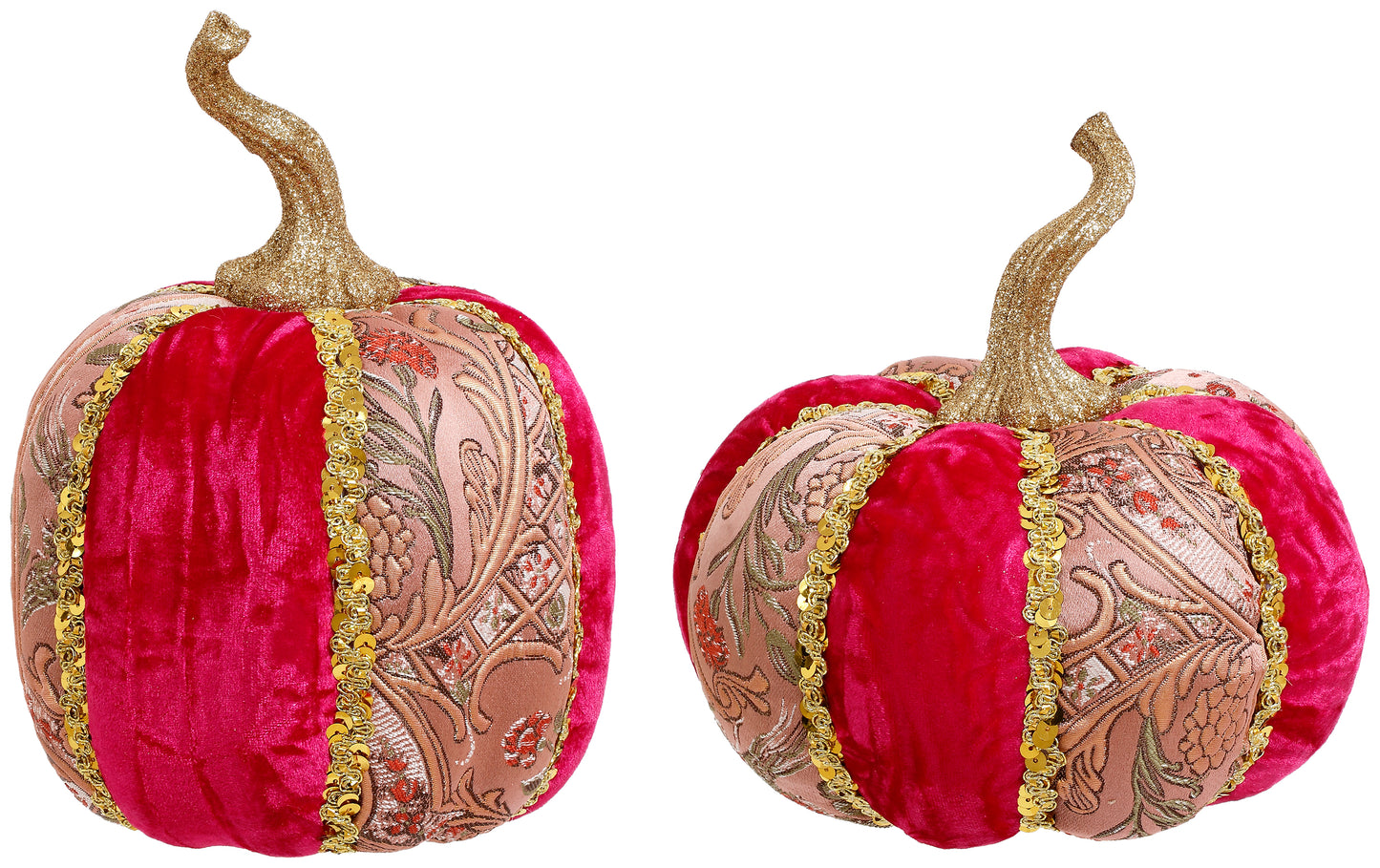 Damask Velvet Pink Pumpkin, 7-9" Inches (Set of 2)