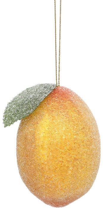 Frosted Lemon Ornament , Box of 12 - 4 Inches