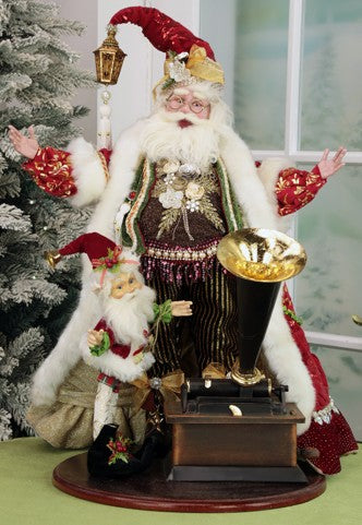 **SIGNED** Santa's Old-Fashioned Phonograph on Base