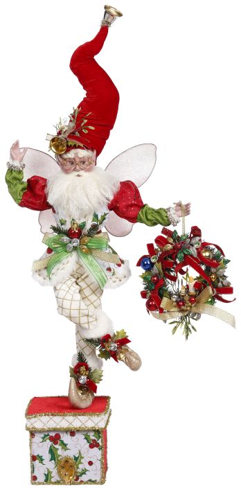 Christmas Wreath Fairy Stocking Holder - 19"