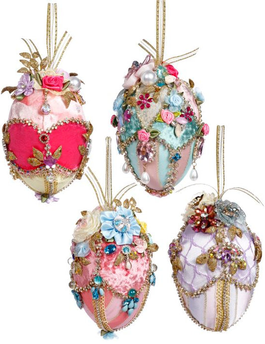Fabric / Jeweled Easter Eggs 6''  (Set of 4)