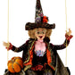 Big Madame Witch on Swing with Pumpkin