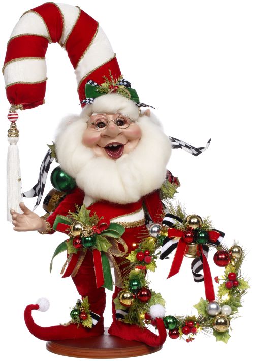 Candy Cane Elf Scene with Lights, Medium - 15 x 22.5 Inches