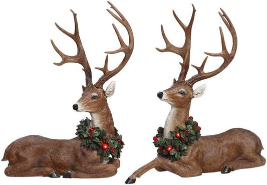 Reindeer w/ Wreath (2 Colors - Brn & Wht)