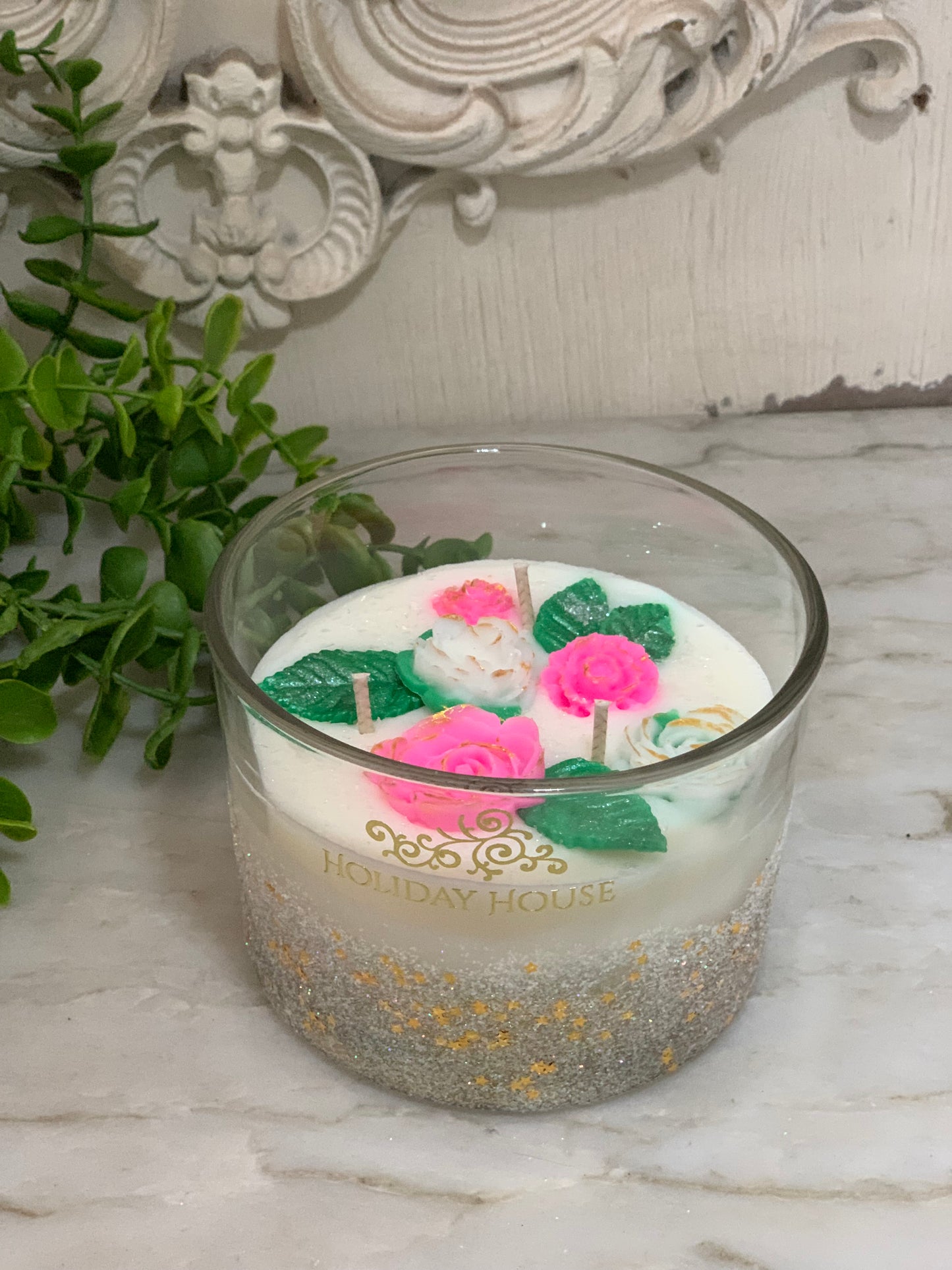 3D Rose Floral Candle