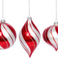 Shiny Red & White Ornament 4", (Set of 6) (peppermint)