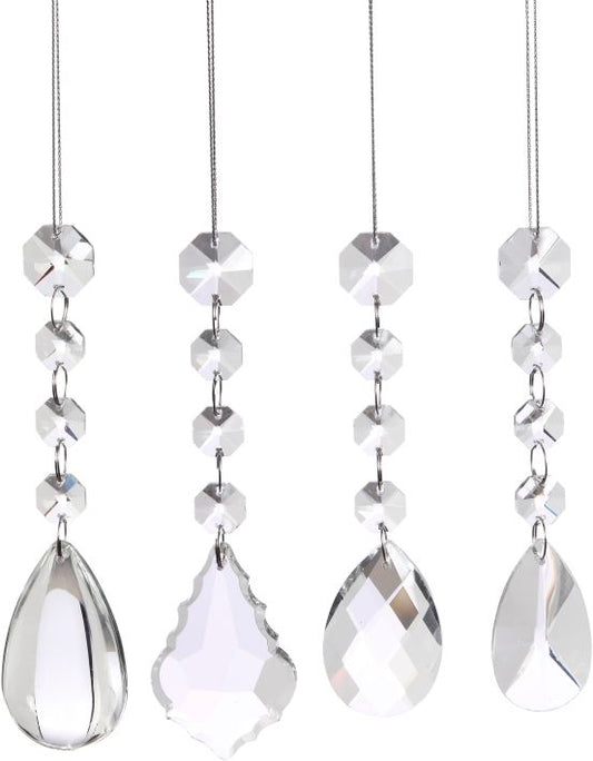Crystal Drop Ornament 5.5" , (Set of 8)