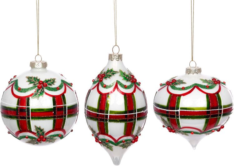 Red & Green Swirl Ornament 4", (Set of 6)