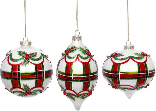 Red & Green Swirl Ornament 4", (Set of 6)
