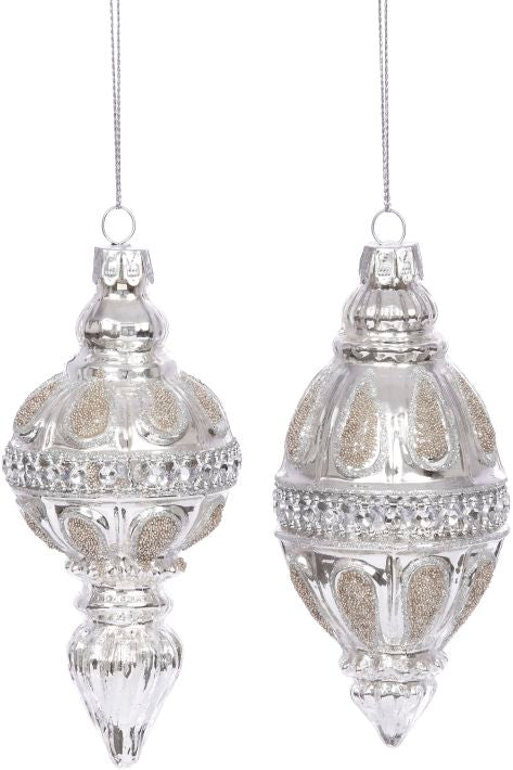 Banded Finial Ornament 4.5", (Set of 6)