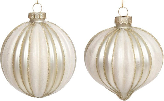 Fluted Ball Ornament 3'', (Set of 6)