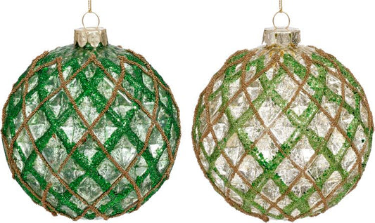 Weave Ball Ornament 4'' , (Set of 6)
