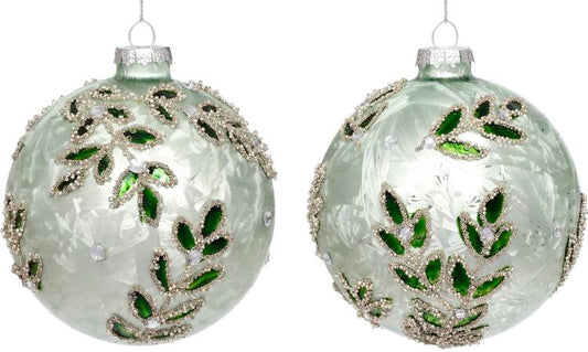 Glittered Holly Ball Ornament 4'', (Set of 6)
