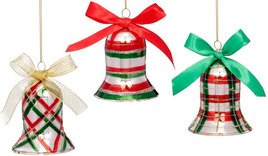 Christmas Bell ornament 4'', (Set of 3)
