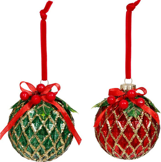 Ribboned Ball Ornament 3'', (Set of 6)