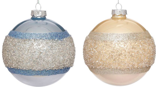 Banded Sparkling Ornament 4'', (Set of 6)