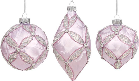 Sparkling Floral Ornament 4-5'', (Set of 6)