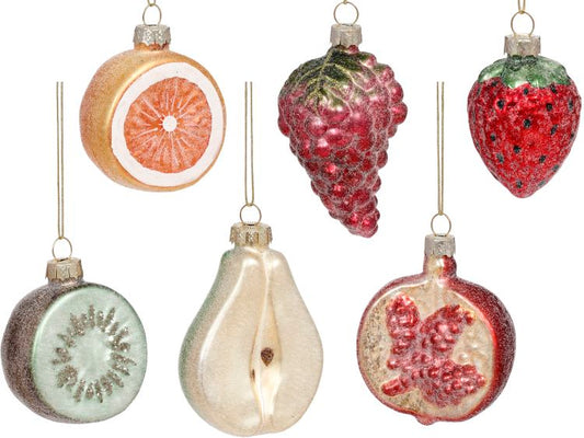 Christmas Fruit Ornament , (Set of 6)
