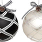 Blk & Wht Plaid Orn 4'', (Set of 6)