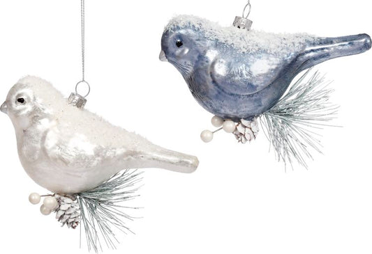 Frosted Bird Ornament 4.5X3'', (Set of 6)
