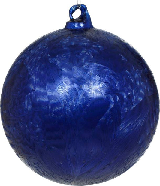 Frosted Ball Ornament 5'' Dark Blue , (Set of 6)