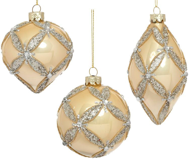Fancy Diamond Ornaments, Assortment of 3 - 3-4 Inches, Set of 6, 78-59540