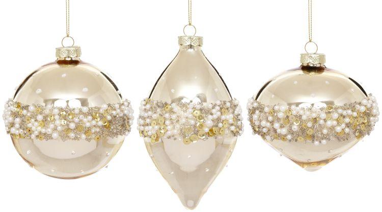 Luxe Pearl Bead Ornament, Box of 12- 4-5 Inches