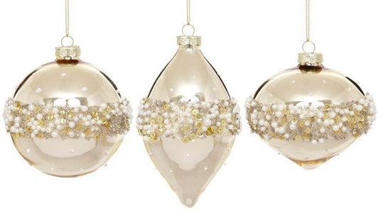 Luxe Pearl Bead Ornament, Box of 12- 4-5 Inches