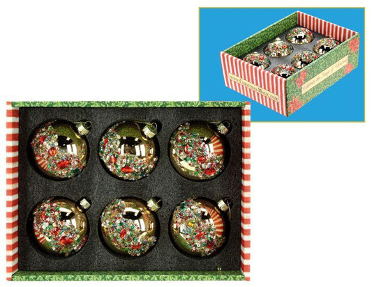 Festive Jeweled Ornament, Box of 12- 3 Inches