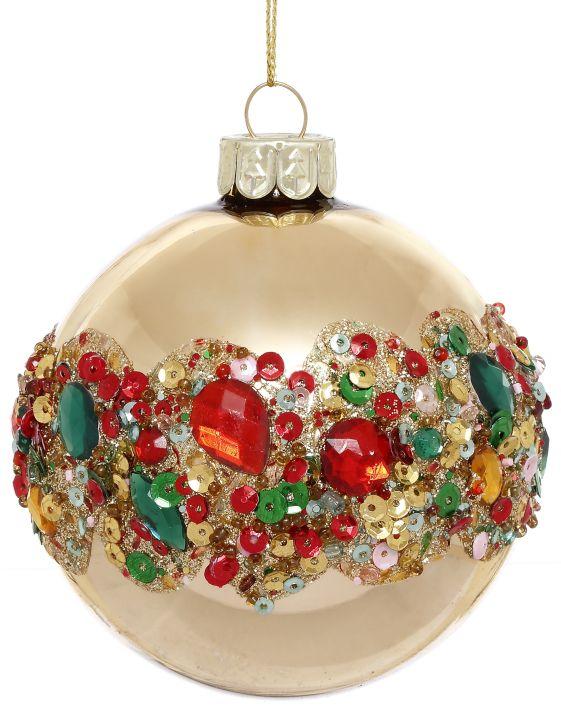 Festive Jeweled Ornament, Box of 12- 3 Inches