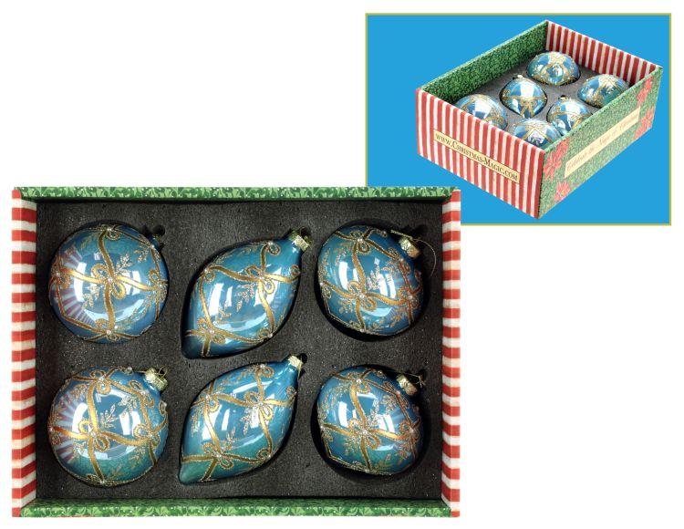 Ribboned Ornament, Box of 12- 4-5 Inches
