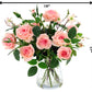 Roses in Crackle Vase - 17 Inches (Light Pink)
