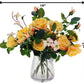 Roses in Crackle Vase - 17 Inches (Yellow)
