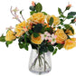 Roses in Crackle Vase - 17 Inches (Yellow)